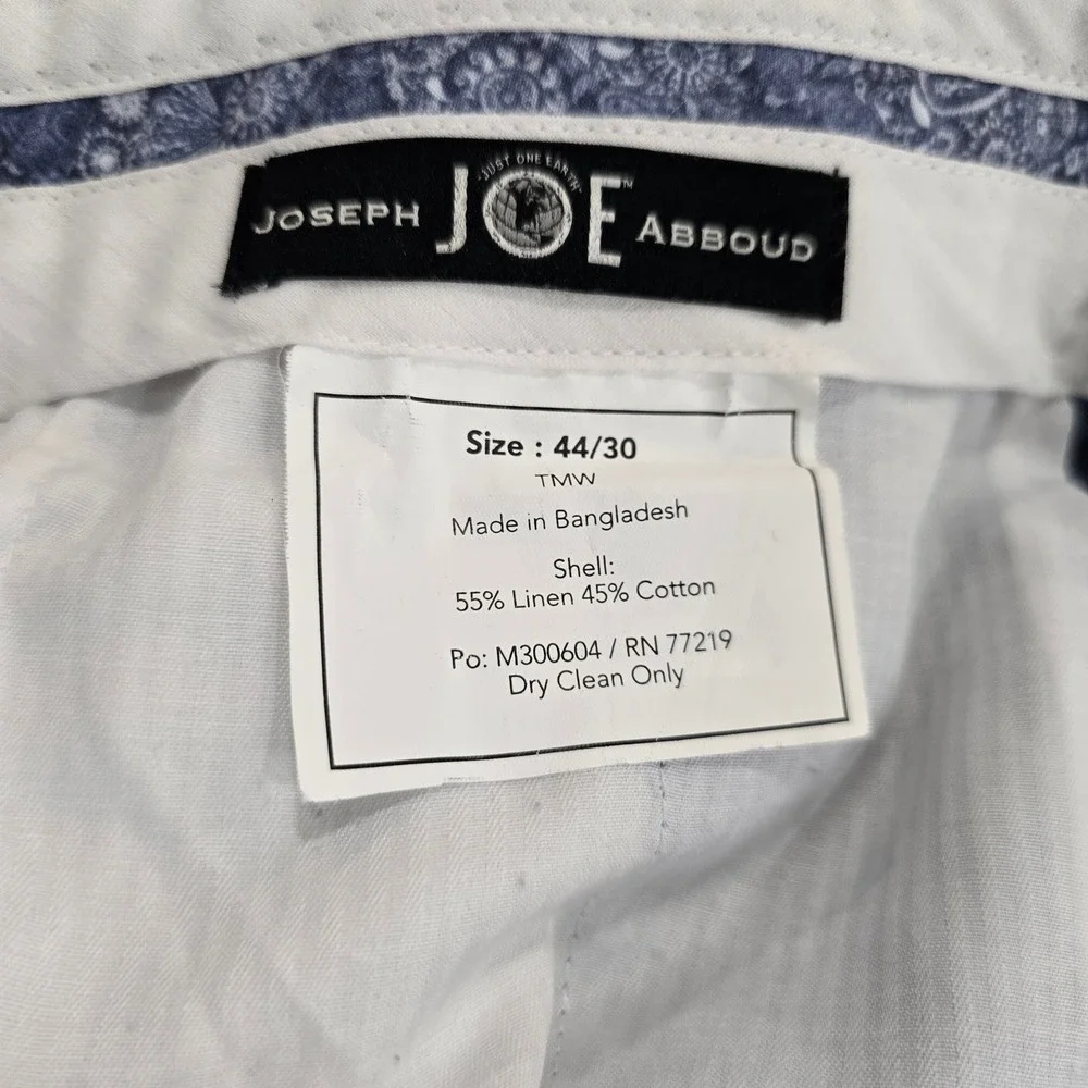 Joseph Abboud Mens Linen Cotton Casual Dress‎ Pants 44x30 Blue Summer Trousers